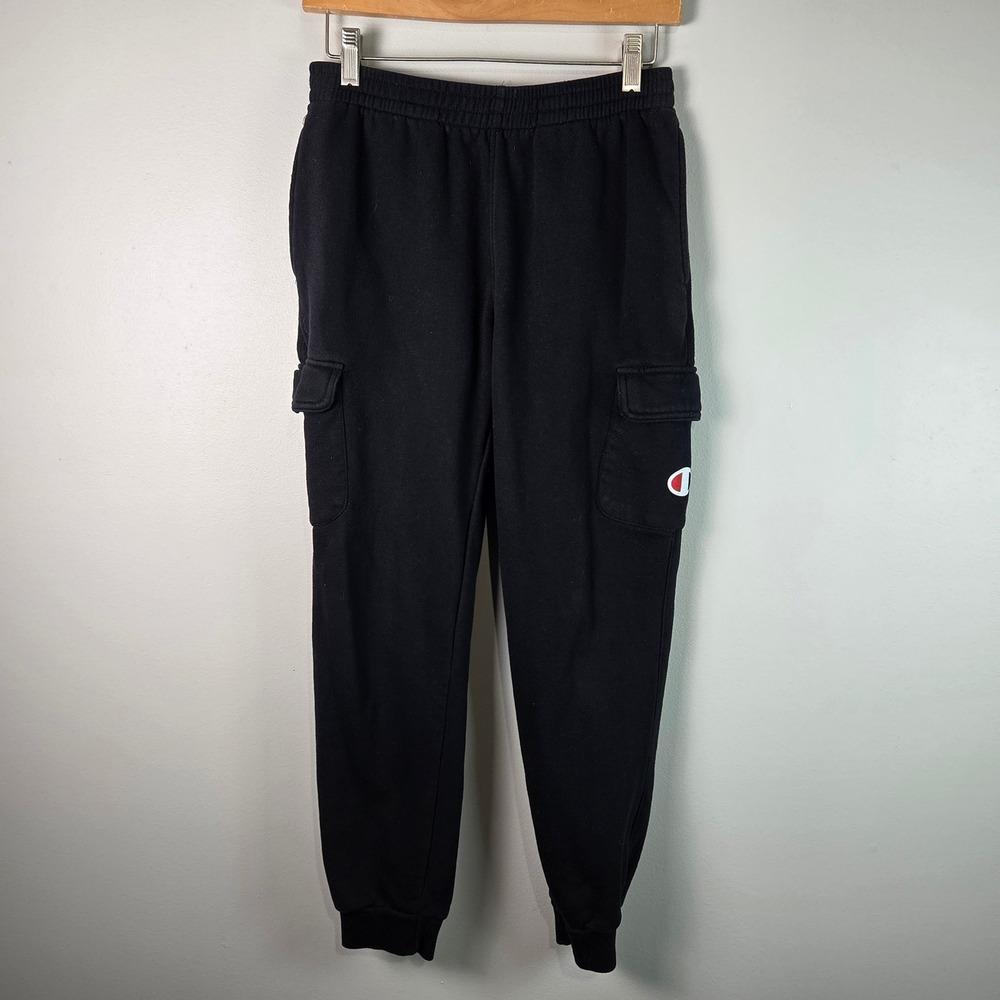 Champion Cargo Joggers Kids Large Black Fleece Sweatpants Athletic